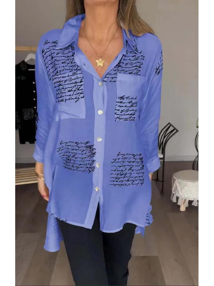 2025 Women's Spring/Summer Swallowtail Print Loose Fit Shirt - European & American Style