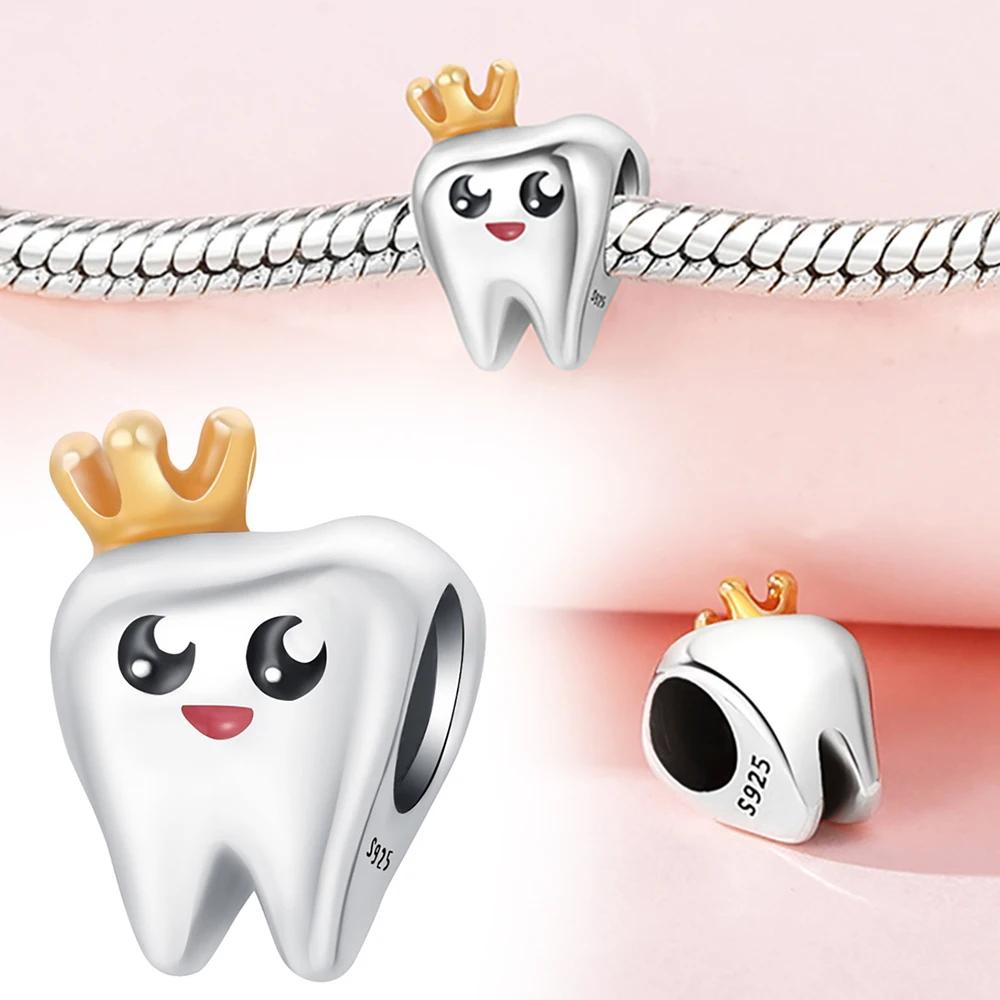 Copper Healthy Teeth Toothbrush Charm Pendant Beads Fit Charms Original Bracelet For Women Jewelry Making