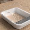 Large Cat Litter Box Semi-Enclosed Cat Sandbox with High Sides Removable Kitty Litter Pan for Rabbit Cats&Kittens Small Animals