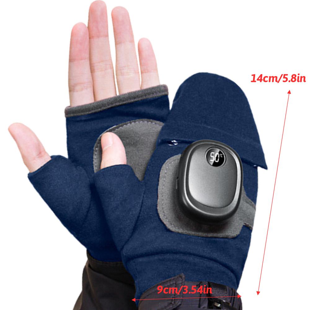 

Перчатки с подогревом, ветрозащитные, быстросохнущие, электрические варежки, регулируемые перчатки с электроподогревом, портативные, умные перчатки без пальцев для синий