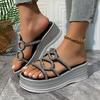 Frauen Sommer Dicken Sohlen Hausschuhe Mode Kristalle Freizeit Plattform Maultiere Hausschuhe Neue Weibliche Outdoor Elegante Dicke Sohle Schuhe