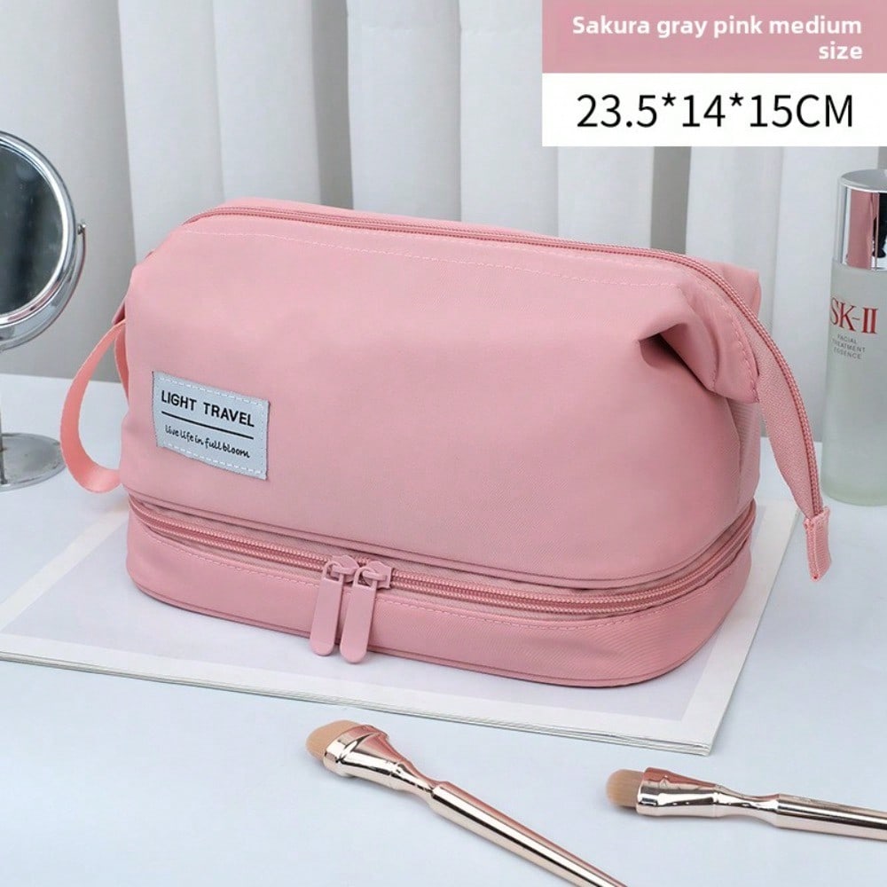 Large Capacity Double Layer Cosmetic Bag Travel Portable Wet and Dry Separation Storage Bag Swimming Toilet Bag