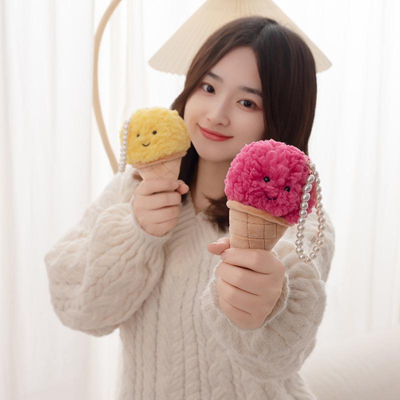 Candy-colored Ice Cream Cone Ice Cream Bag Key Pendant Super Soft Dolls Cartoon Plush Toys Comfortable Fabric Birthday Gifts