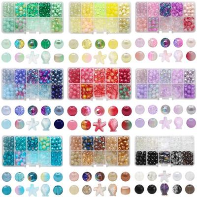 10 Grids/Box Crystal Glass Beads Jewelry Making Kits Natural Stone Starfish Fish Crafts For DIY Bracelet Necklace