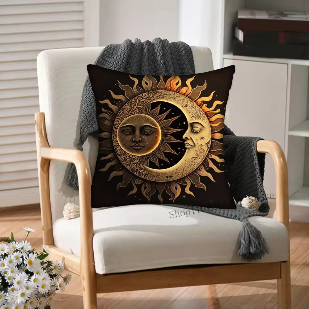1pc Tarot Card God Sun Face Moon Pillow Case Square Bedroom Sofa Leisure Comfort Cushion Car Living Room Home Decoration
