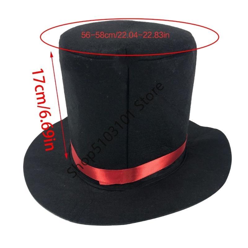 X6HE Chapeau Haut de Forme Noir Magicien Chapeau Porté Chapeau Chapeau Melon Chapeau Haut de Forme