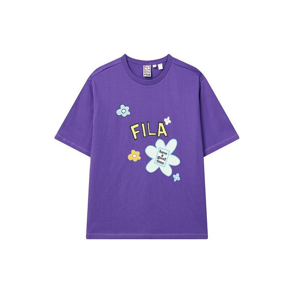 FILA X HAGT T Shirts Unisex Purple Crew Neck Moderate Straight Fit F11U229101F-PU XS