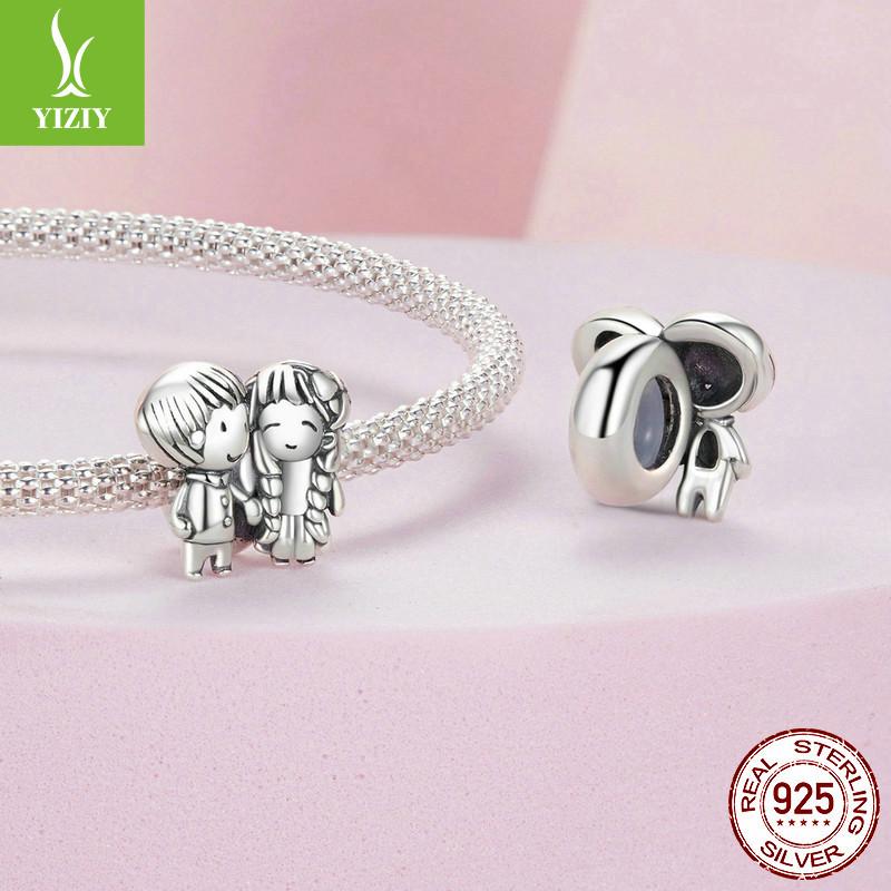 Cute Little Boy Girl Diy Silicone Positioning Beads S925 Sterling Silver Bracelet Beads