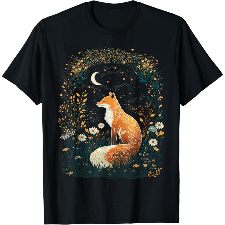 Cottagecore Aesthetic Fox And Moon Forest Fox Lover T-Shirt S