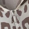 European Autumn Leopard Print Knit Wool Hooded Three-Piece Set for Women