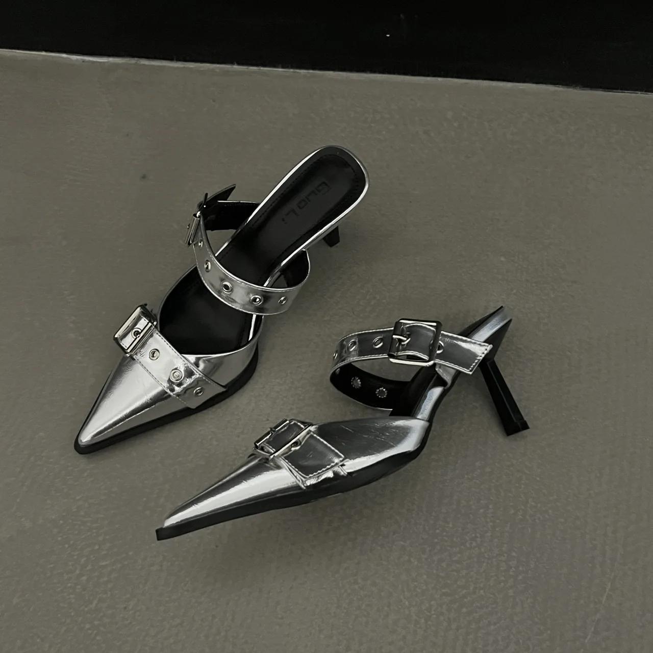 мода Женские летние туфли-мюли Босоножки на высоком каблуке Роскошные дизайнерские туфли — фото 11