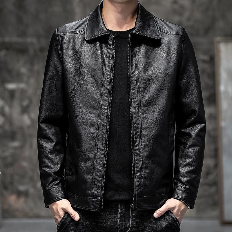 Herren PU-Leder Stehkragen Jacke - Weich, Vielseitig, Leichter Business Casual Mantel für Herbst und Winter