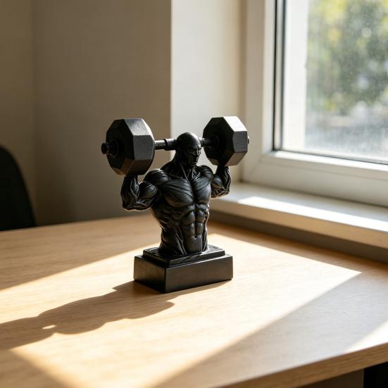 Figurka svalovce 3D tisk, matná černá, realistický model svalové postavy pro vzpírání se stabilní základnou, dekorace do posilovny pro muže, dárek pro fitness