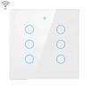 Interruptor de Parede Inteligente WiFi Tuya 6 Teclas Padrão SLS Brasil Painel de Vidro com Toque Interruptor de Luz à Prova d'Água Funciona com Alexa Google Home