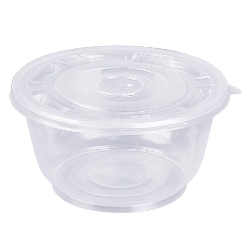 HEIXIE Disposable Round Plastic Bowls with Lids