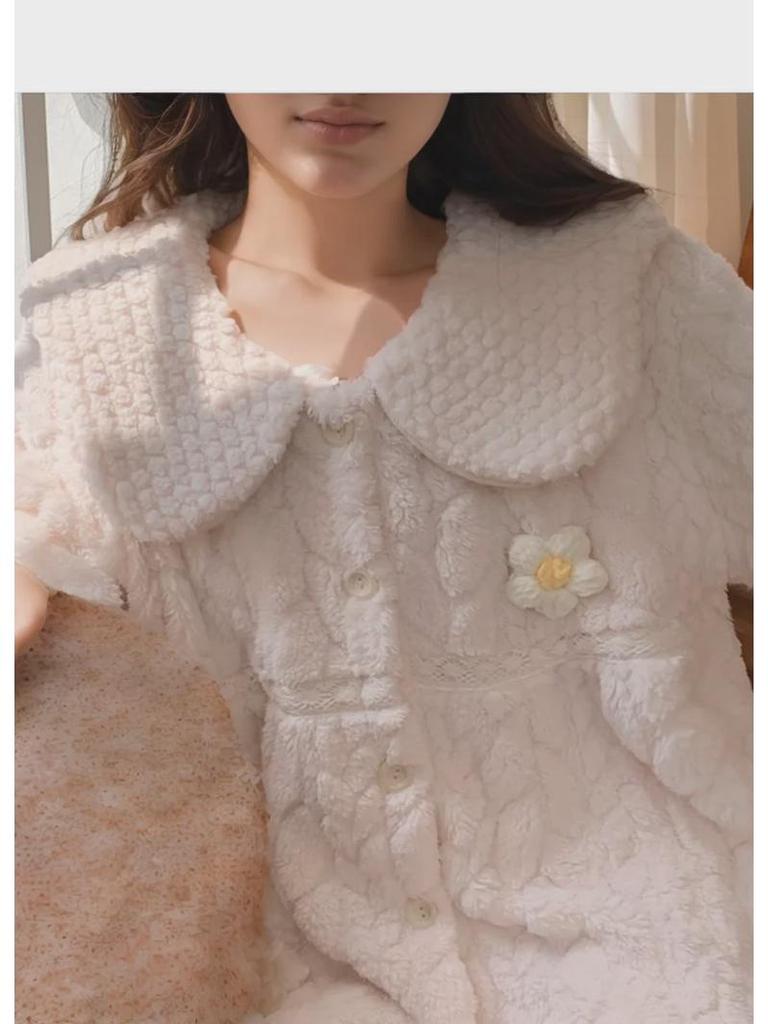 Women's Coral Fleece Pajamas - Thick Velvet Princess Style for Autumn & Winter