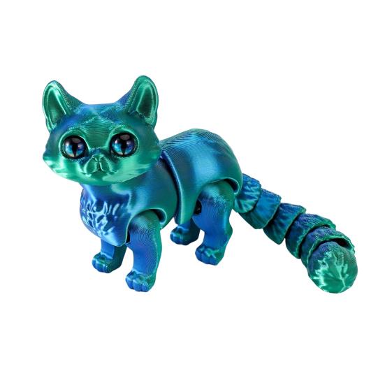 Yousheng 3D Printed Cat Ornament Articulated Cat Figurine with Flexible Limbs And Tail Desktop Pet Cat Fidget Toy for Adults Kids Home Office