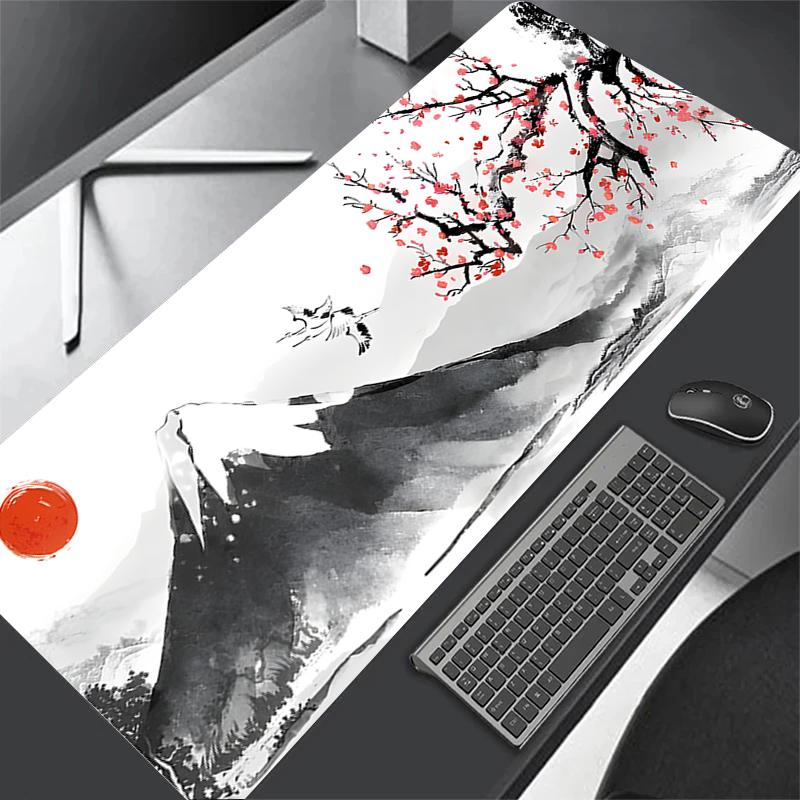 Anime Sakura Pattern Large Desk Mat Cute Gaming Mouse Pad Non-Slip Rubber Keyboard Deskmat Laptop Computer Office Accessories