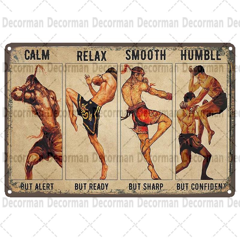 [ Mike86 ] Muay Thai Blechschild Wand Haus Boxen Thailand Metall Poster Kunst Malerei Kneipe LTA-3188 20*30 CM Vintage Dekoration
