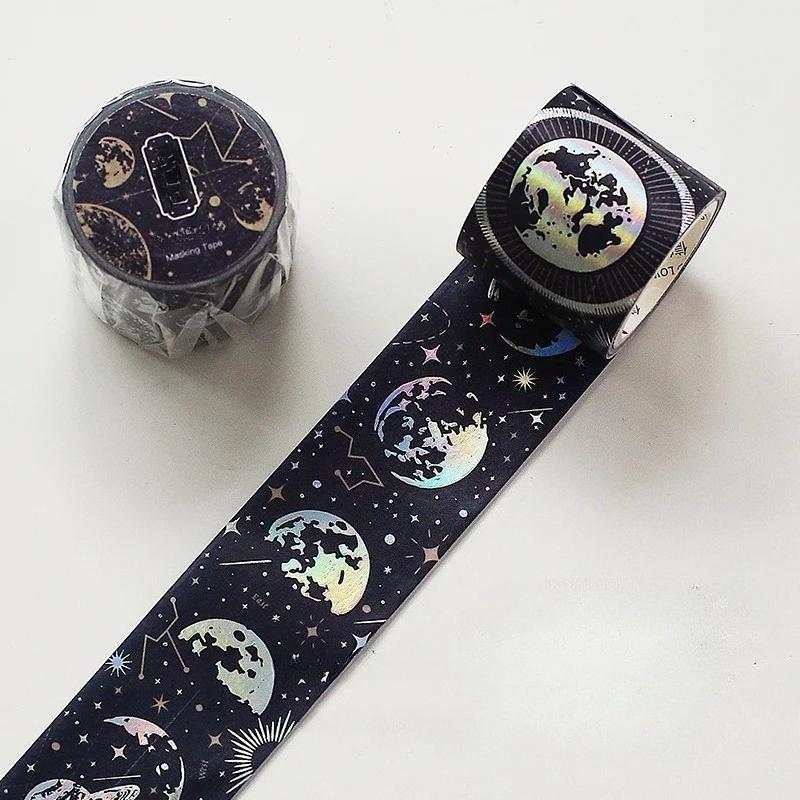Fantasy Astrolabe Stars Moon Planet Laser Hot Silver Decorative Masking Washi Tape Adhesive Tape DIY Scrapbooking Sticker Label