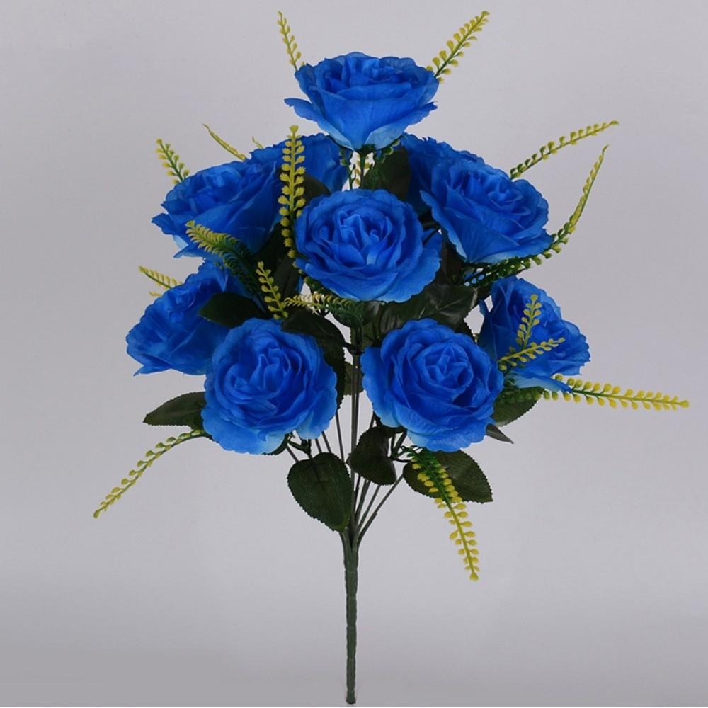 Plastic Real Happy Silk Flower Mini Natural Simulated Rose Crystal Grass Bouquet  Home Decorative