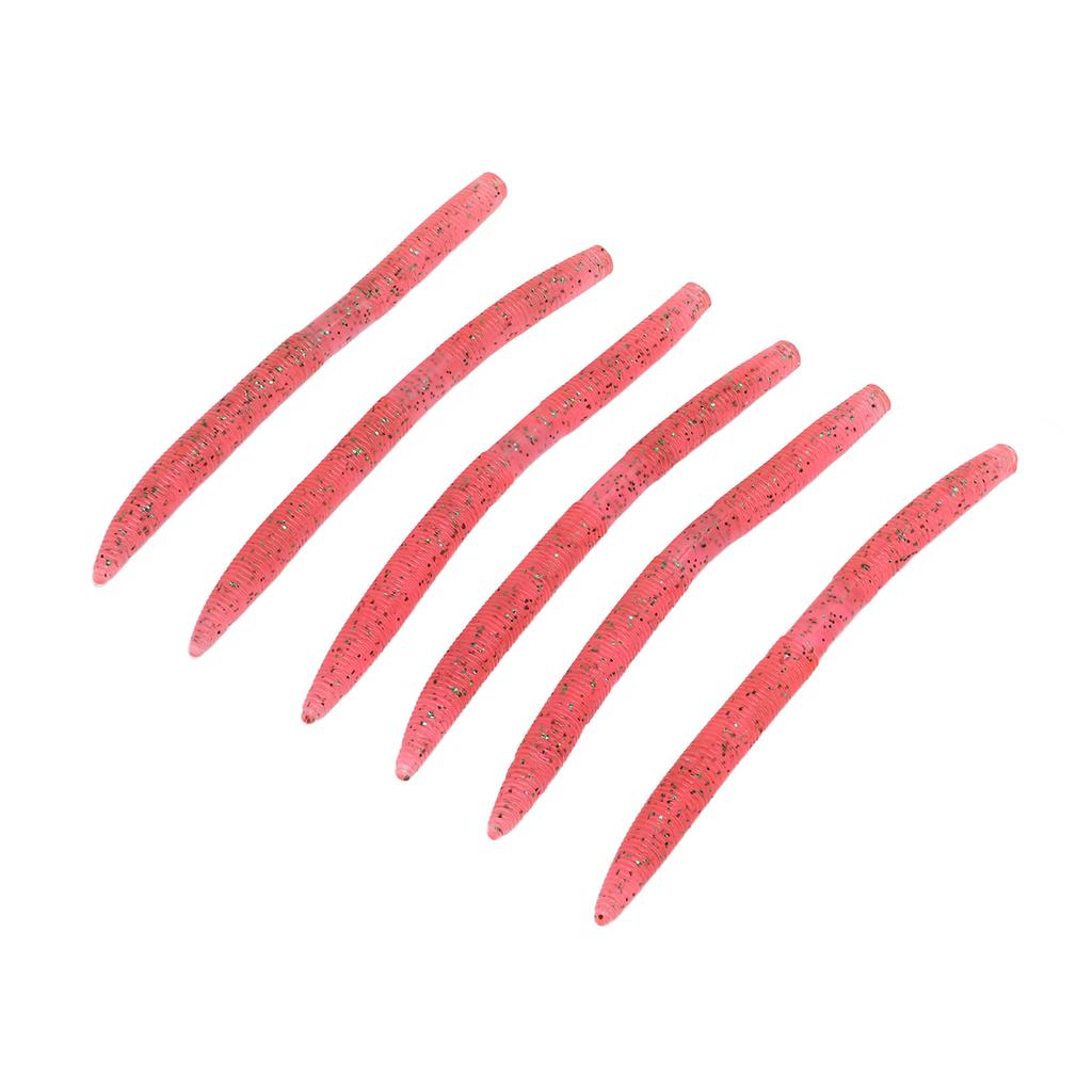 6szt/zestaw Robak Makaronowy Przynęta Wędkarska Odporna na Ugryzienia Miękka Przynęta Sztuczna z PVC Różowa