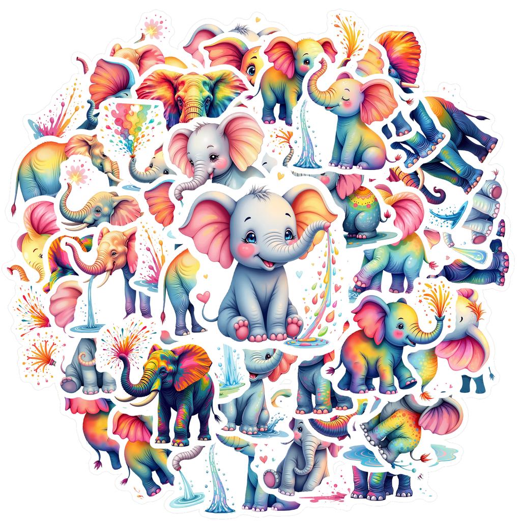 35pcs-70pcs Decals  multicolor Vinyl Stickers Elephant Stickers Animal Stickers for  instrument decoration suitcase decoration
