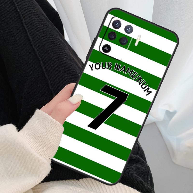Personalised Football Number Strips Phone Case For OPPO A5 A9 2020 A31 A53 A53S A1K A15 A16 A52 A72 A83 A91 A93 A54 A74 A94