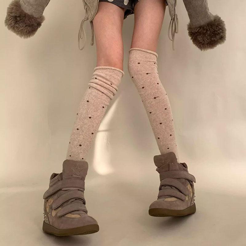 Wave Dot Over Knee Socks Sweet Warm Winter Pile Up Long Socks Tight Mouth No Slipping Cotton Socks Women Stockings 2026 New
