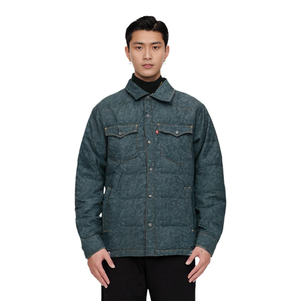 Levis FW24 Performance Warm Fleece Series Printed Snap Button Loose Multi-Pocket Logo Down Jacket Men Jacket 0017P-0001