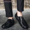 Men Leather Loafer Shoes Fashion New Bean Shoes Outdoor Men's Comfortable Breathable Soft Bottom Driving Shoe Casual Shoe Luxury