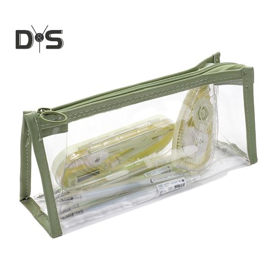 

Прозрачный пенал с застежкой-молнией, водонепроницаемая сумка для хранения туалетных принадлежностей, органайзер для канцелярских принадлежностей для школы, офиса и путешествий зелёный