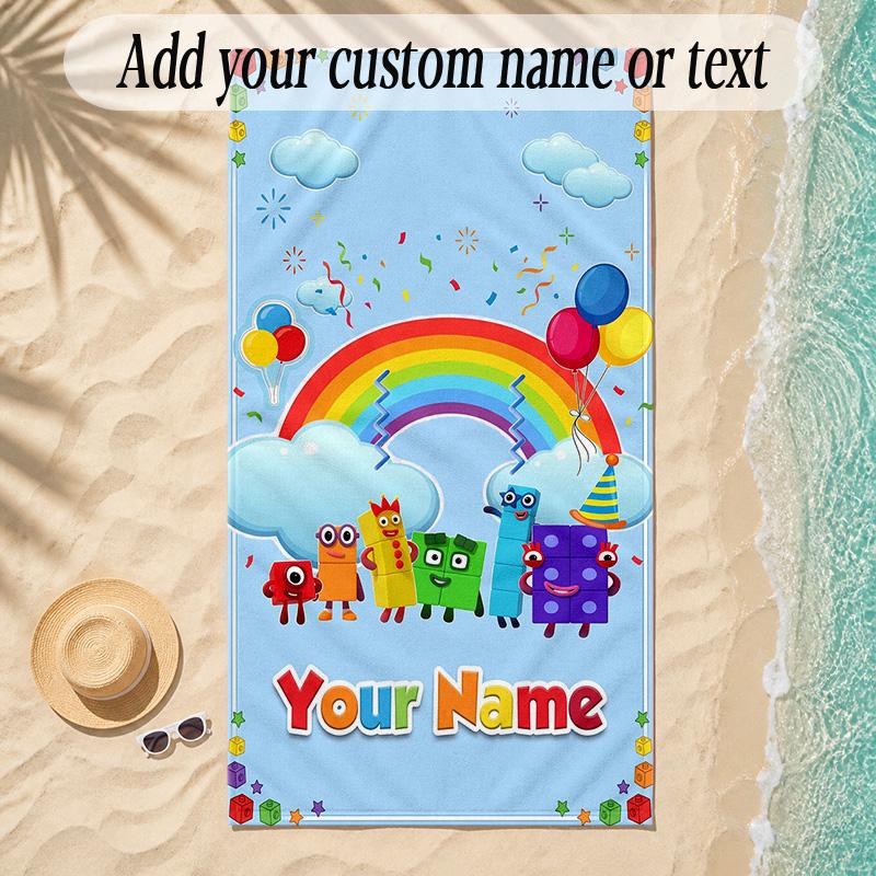 Beach TowelNumberblock Custom Name Text Personalized Soft Towel for Beach Pool Indoor Home Decor Gift