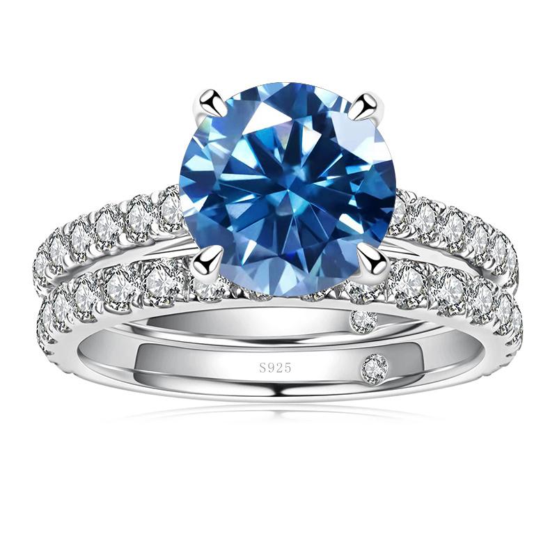 Bague Ringen Inel de lux Moissanite Culoare D 3.0 Ct Bijuterii pentru femei din argint 925 cu design cu patru gheare Seturi de mireasă pentru nuntă