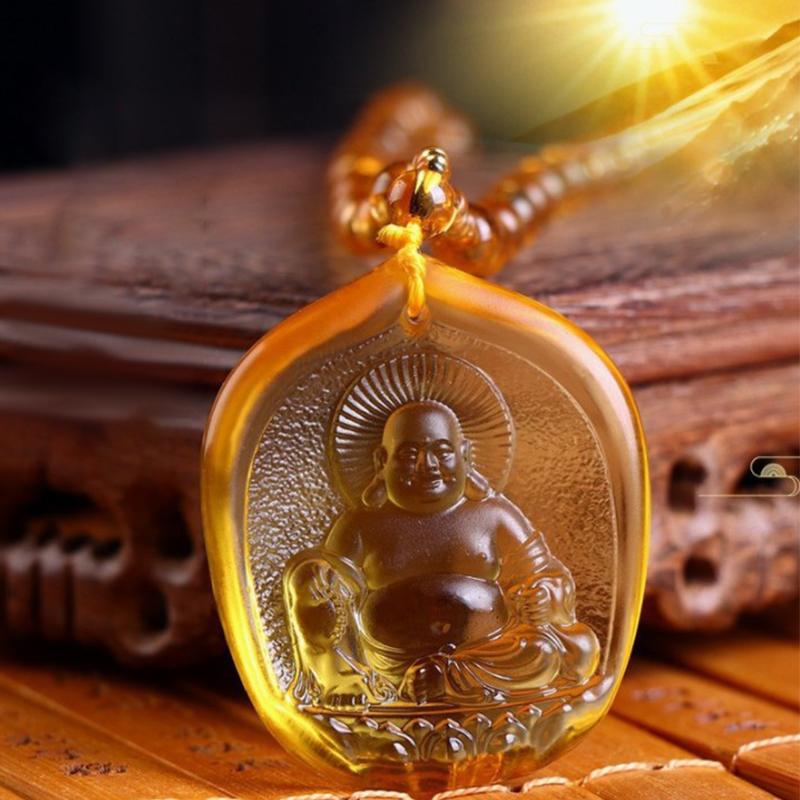 Håndlaget halskjede Nepal Buddhistisk Mala Steinperler Buddha Statue Anheng Halskjede Uttrykksfull Buddha Lykkeamulett Anheng Halskjede
