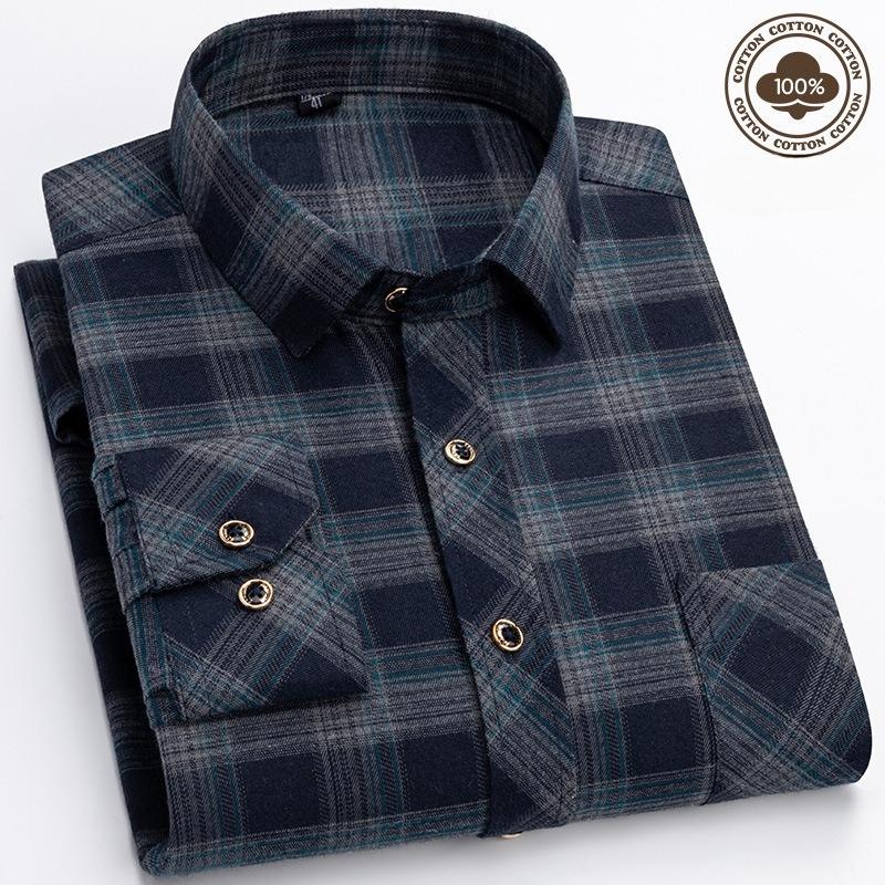 Flannel Shirt Jackets for Men Long Sleeve Regular Fit Button Down Work Shirts Outwear Men's Casual Plaid Heavyweight Cotton Shirt With Pockets