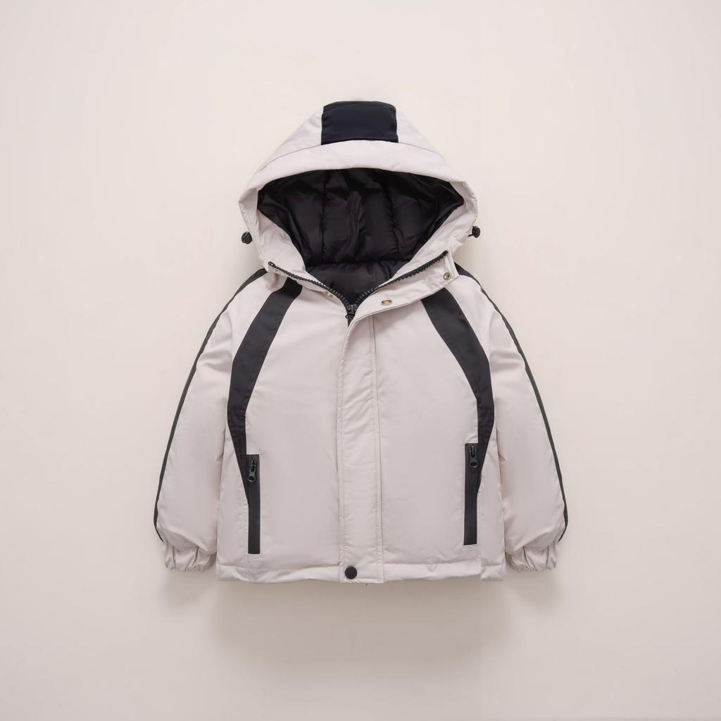 Hooded children's tooling jacket thickened down jacket medium and older children's thickened jacket trendy men's and women's children's clothing