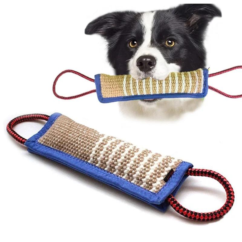 Interactive Dog Toy for Puppy Training Chew Pillow with Jute Rope Fetch Play Bite Resistant Chewing Supplies for Aggressive