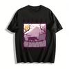 Nature Adventure Rhino Mountain Retro Outdoor Casual Graphic T-Shirt Pure Cotton T-shirt