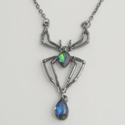Collier d'araignée en zircon classique d'Halloween - Design rétro européen et américain