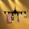 Metall Flugzeug Schlüsselanhänger Wandmontierter Schmuckhaken Schwarzer Schlüsselorganisator Eingangsbereich Büro Haustür Aufbewahrung Dekor Geschenk