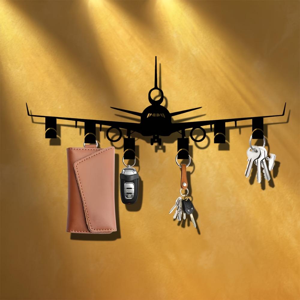 Metall Flugzeug Schlüsselanhänger Wandmontierter Schmuckhaken Schwarzer Schlüsselorganisator Eingangsbereich Büro Haustür Aufbewahrung Dekor Geschenk