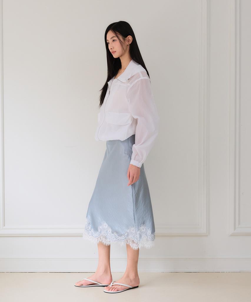 THEELO Soft Lace Midi Skirt (Light Blue)