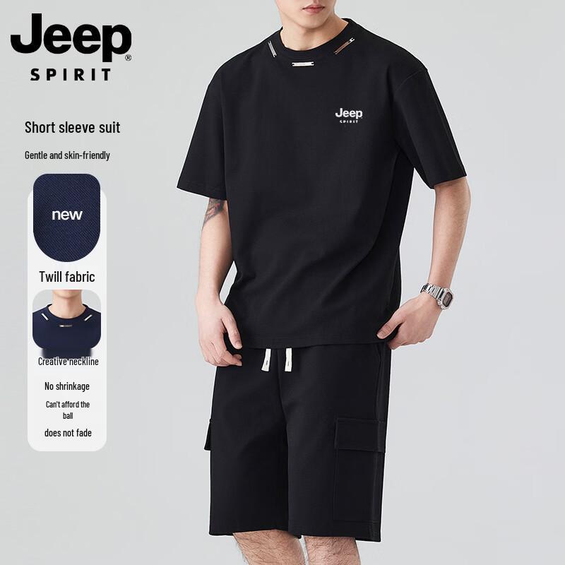 

JEEP SPIRIT Men s Summer Loose Fit T-Shirt & Shorts Set L