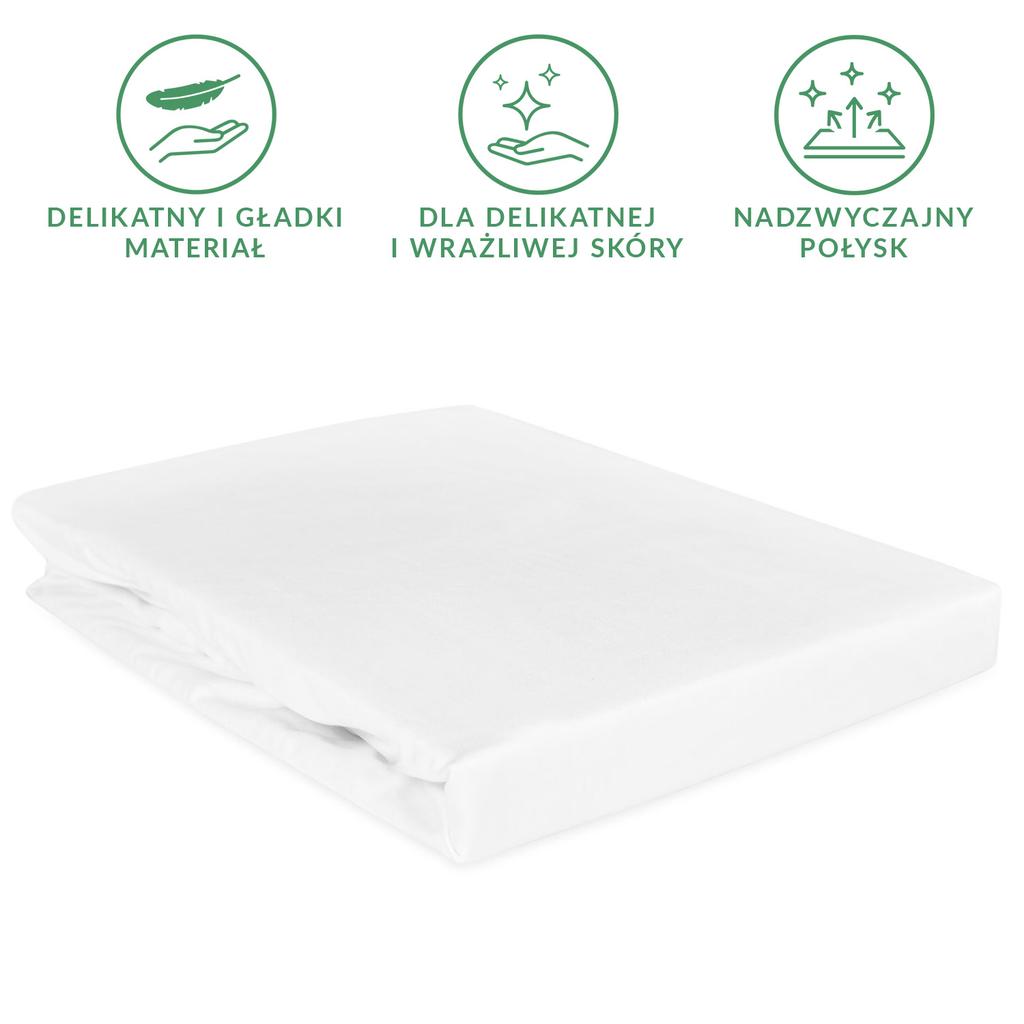 Cotton fitted sheet 90x200 smooth satin white