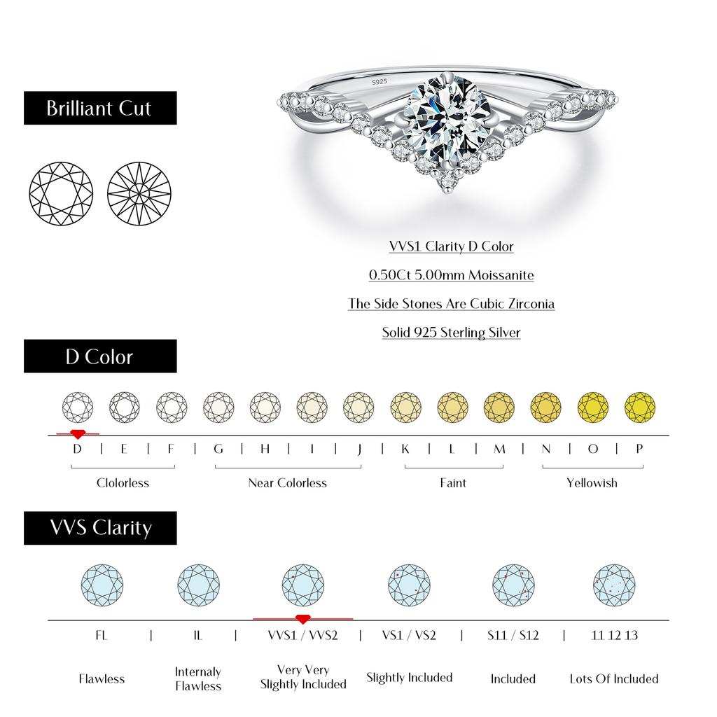 MODIAN Crown D Color Moissanite Ring Delicate Lab Diamond Ring 925 Silver For Women Wedding Engagement Jewelry