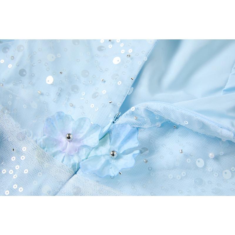 Summer Women Sexy Strapless Open Back 3d Flower Mesh Club Party Mini Short Dresses