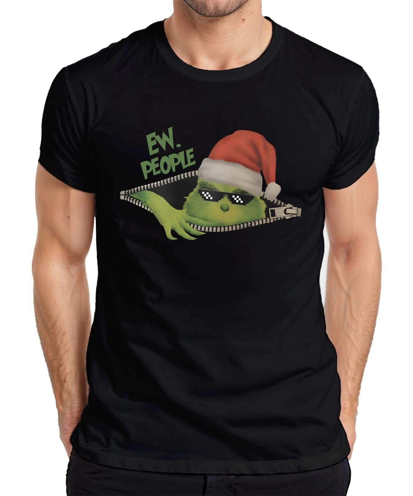 

EW PEOPLE Christmas Muffle Green Pixel Sunglasses Zipper Men s T-Shirt- S