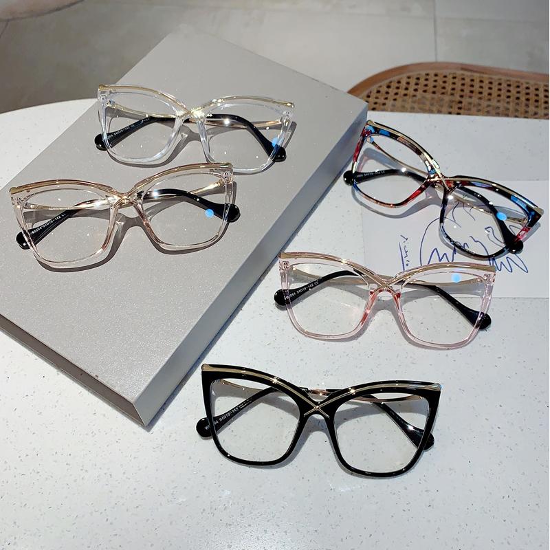 Oversized Cat Eye Eyeglasses Fashion Vintage Blue Light Blocking Eyewear  Trendy Non-prescription Glasses for Women