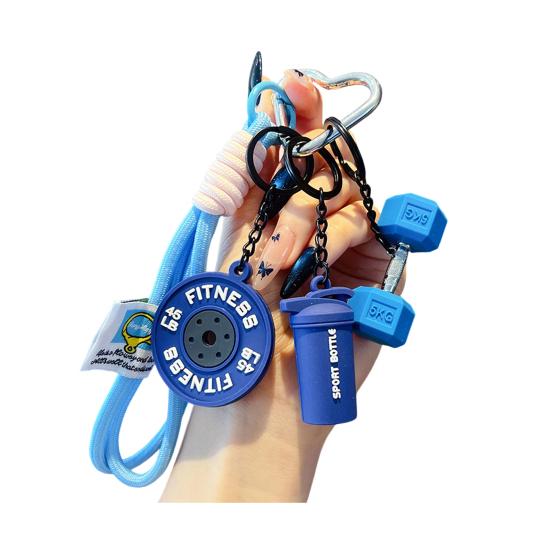 Keychain Pendant Gym-Inspired Design Men Gym Keychain with Dumbbells Kettlebells Fitness Weight Plates Sports Key Holder